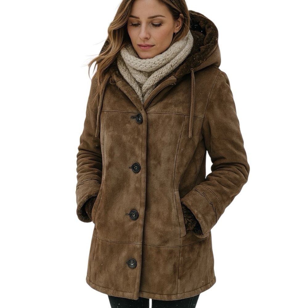 Vintage Furella Helsinki Fur Heavy Winter Coat Suede Leather